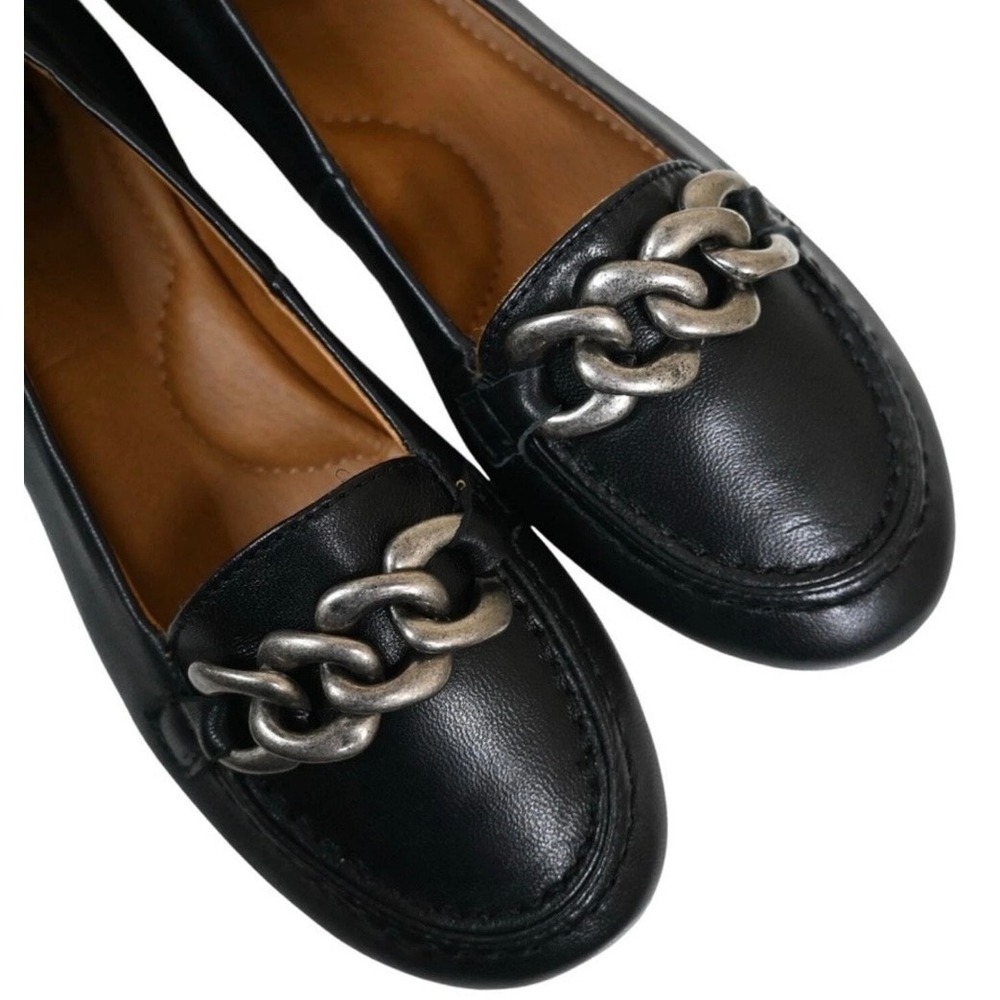 Sofft Kadyn Chain Loafers Black Leather Flats Shoes Women 8 Officecore Preppy